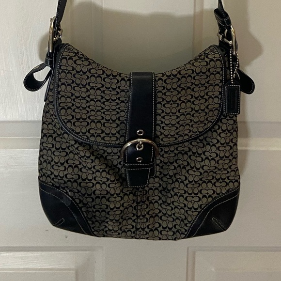 COACH Signature Black Canvas Leather Trim Duffle Bag 6376 - Picture 1 of 11